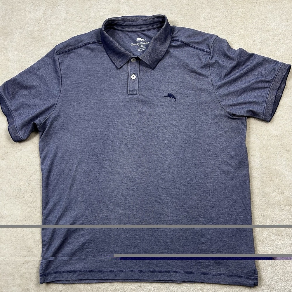 Tommy Bahama Polo Shirt Men's Large Shortsleeve Casual Summer Beach Blue